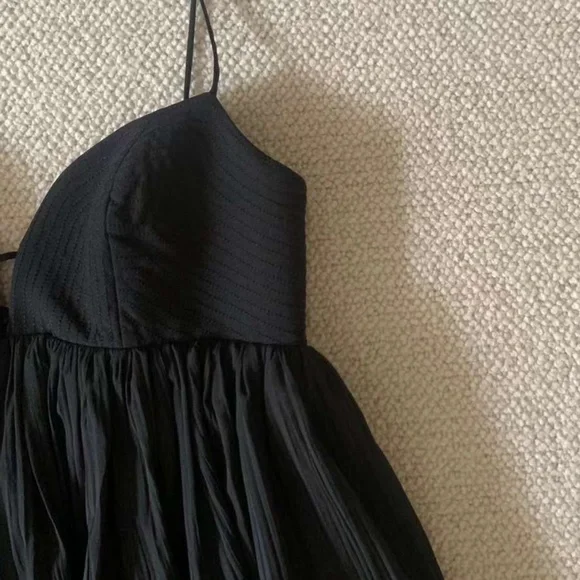 NEW Acler Palermo Sleeveless Sweetheart Bubble-Hem Taffeta Mini Dress - Black - Picture 8 of 14